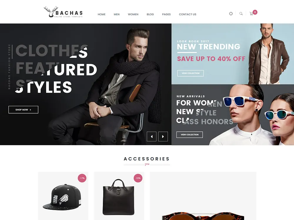 Interface e-commerce d’une page d’accueil de boutique de mode